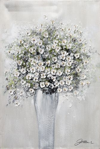 Valkoisia kukkia maljakossa 60 x 90 cm