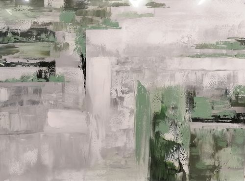 Abstrakti vihreää ja harmaata 90 x 120 cm